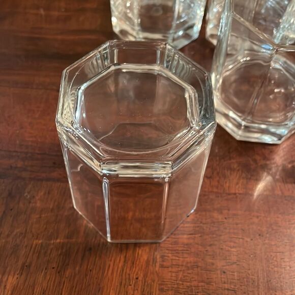 10 oz Luminarc Octime Clear Double Old Fashioned Glass 4" France 6 Octagonal - Picture 5 of 7